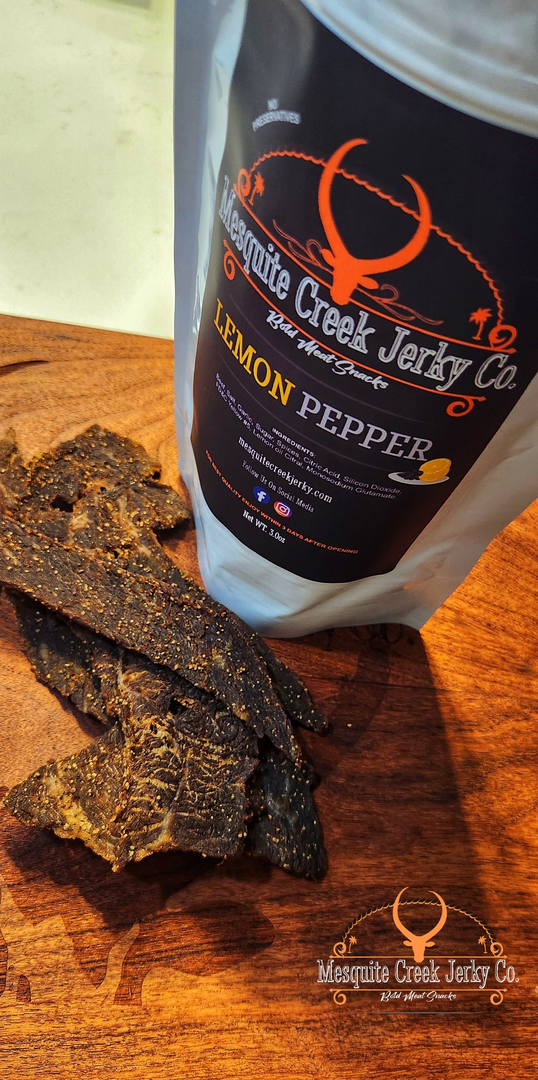 Lemon Pepper Beef Jerky (2 Mesquite Creek Jerky Company